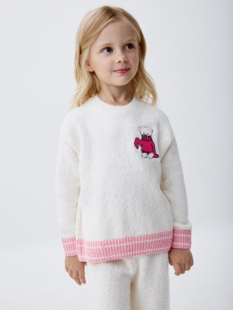 вязаный джемпер оверсайз с вышивкой для девочек - детская одежда, обувь и аксессуары для всех возрастов в рубчик 