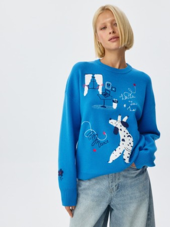 вязаный джемпер оверсайз с жаккардовым принтом фотография