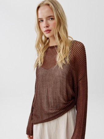 вязаный джемпер полупрозрачный с содержанием льна - женские джемперы, свитеры и кардиганы