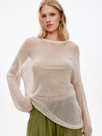 вязаный джемпер полупрозрачный с содержанием льна - женские джемперы, свитеры и кардиганы