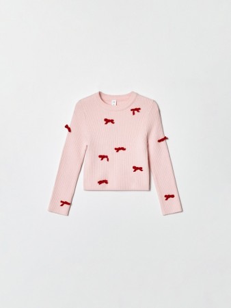 вязаный джемпер с бантиками для девочек фотография