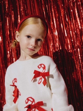 вязаный джемпер с бантиками для девочек - детские джемперы российские 