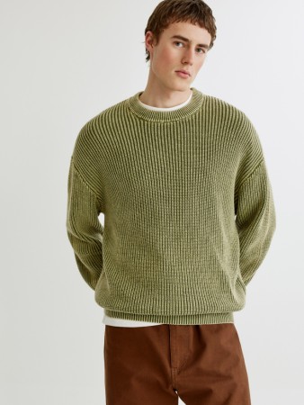 вязаный джемпер с эффектом стирки - мужская одежда трикотажная 