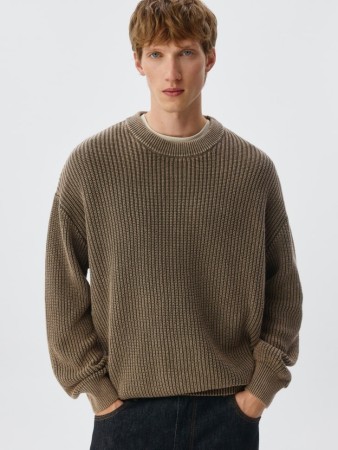 вязаный джемпер с эффектом стирки - мужская одежда трикотажная 