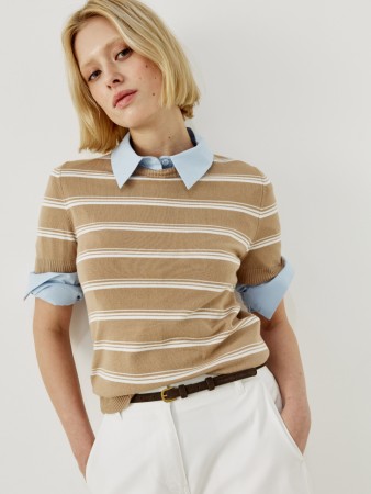 вязаный джемпер с коротким рукавом в полоску - женские джемперы, свитеры и кардиганы