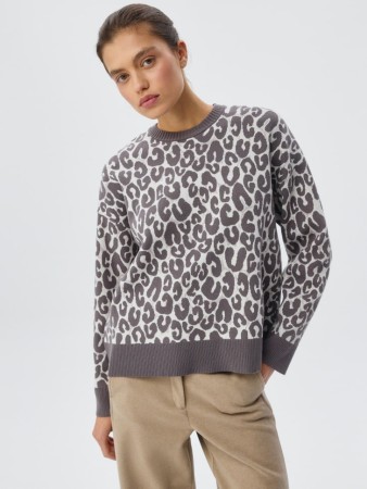 вязаный джемпер с леопардовым принтом - женские джемперы, свитеры и кардиганы российские 