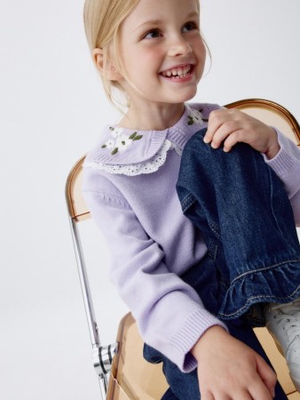 вязаный джемпер с нарядным воротником для девочек - детская одежда, обувь и аксессуары кружевная 