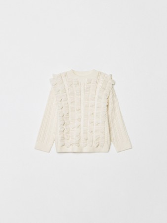 вязаный джемпер с оборками для девочек - детская одежда, обувь и аксессуары для всех возрастов с круглым вырезом 