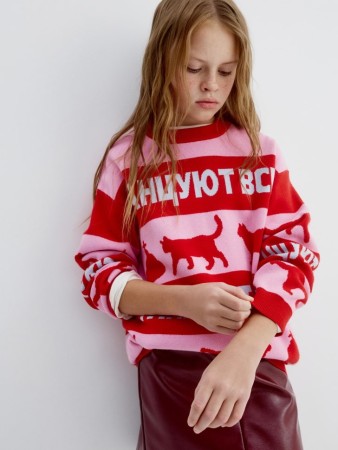 вязаный джемпер с принтом для девочек из коллекции  x мосфильм - детская одежда, обувь и аксессуары для всех возрастов прямая 