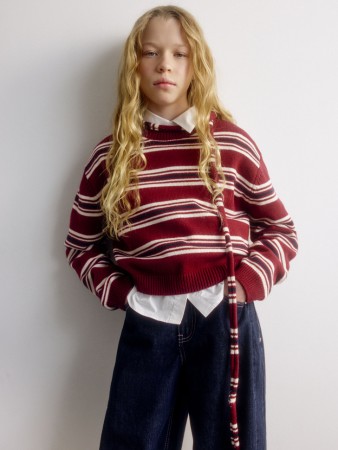 вязаный джемпер с шарфом для девочек - детская одежда, обувь и аксессуары для всех возрастов в полоску 