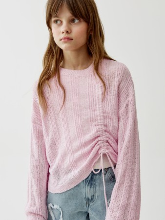 вязаный джемпер с утяжкой для девочек - детская одежда sela 