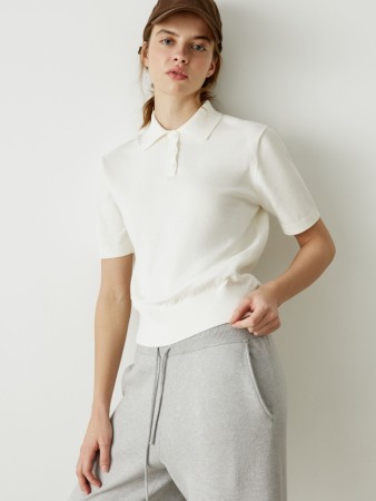 вязаный джемпер с воротником поло - женские джемперы хлопковые 