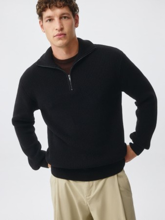вязаный джемпер с воротником-стойкой на молнии - мужская одежда, обувь и аксессуары вязаная 