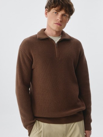 вязаный джемпер с воротником-стойкой на молнии - мужская одежда, обувь и аксессуары вязаная 