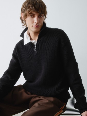 вязаный джемпер с воротом на молнии - мужская одежда, обувь и аксессуары