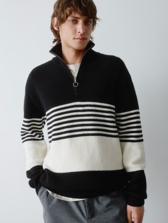 вязаный джемпер с воротом на молнии - мужская одежда трикотажная 