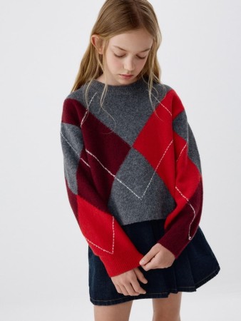 вязаный джемпер в клетку аргайл для девочек - детская одежда, обувь и аксессуары для всех возрастов для детей 
