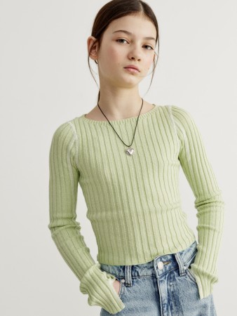 вязаный джемпер в рубчик для девочек - детская одежда, обувь и аксессуары для всех возрастов с разрезом 