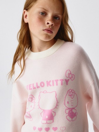 вязаный джемпер в стиле гранж с hello kitty для девочек - детские джемперы из вискозы 