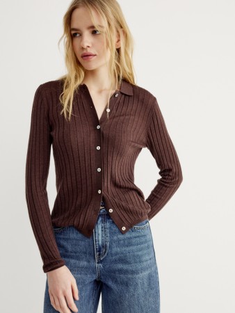 вязаный кардиган из 100% шерсти - женские кардиганы жемчужные 