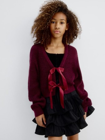 вязаный кардиган из смесовой шерсти с бантиками для девочек - детская одежда, обувь и аксессуары для всех возрастов из органзы 