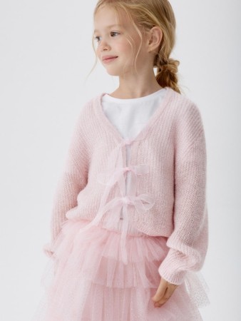вязаный кардиган из смесовой шерсти с бантиками - детские кардиганы шерстяные 