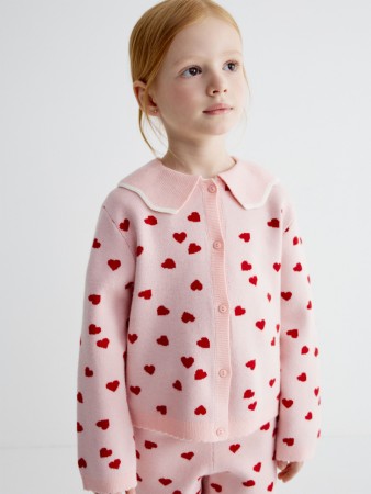 вязаный кардиган с воротником  для девочек фотография