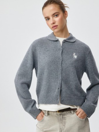 вязаный кардиган с вышивкой из смесовой шерсти - кардиганы прямые 