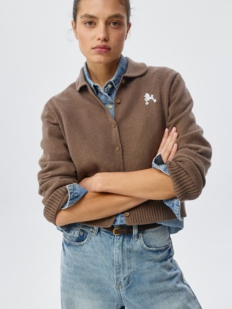 вязаный кардиган с вышивкой из смесовой шерсти - кардиганы трикотажные 