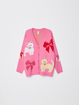 вязаный кардиган с жаккардовым принтом для девочек - детская одежда, обувь и аксессуары для всех возрастов оверсайз 