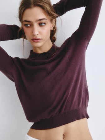 вязаный лонгслив-поло из линейки  young - детская одежда с воротником 