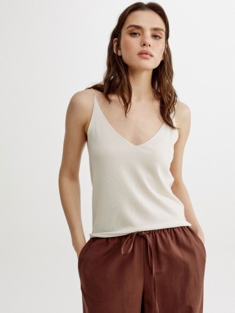 вязаный топ с содержанием шелка премиум качества - женские топы и майки прилегающие 