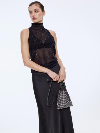 вязаный топ с воротником и пайетками - топы и майки российские 