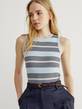 вязаный топ в полоску - женские топы и майки прилегающие 