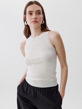 вязаный топ в рубчик - женские топы и майки плетеные 