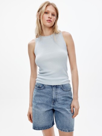 вязаный топ в рубчик - женские топы и майки