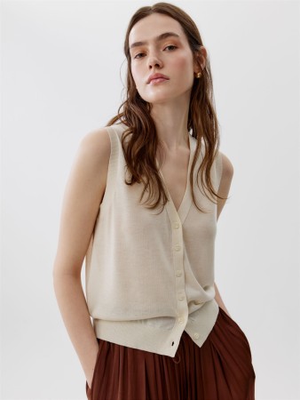 вязаный жилет из смесового лиоцелла с содержанием льна - верхняя одежда из лиоцелла 