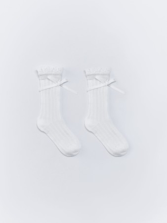 высокие ажурные носки для девочек - детская одежда, обувь и аксессуары с оборкой 