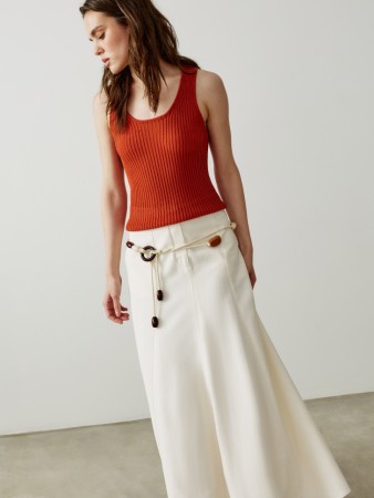 юбка макси с клиньями из смесовой вискозы со льном фотография