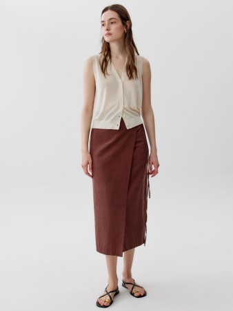 юбка миди из хлопка с запахом на завязке фотография