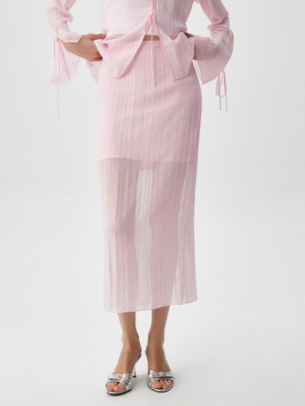 юбка миди из полупрозрачной ткани с жатым эффектом - женские юбки женские 