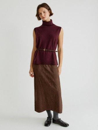 юбка миди из жатой искусственной замши - женская одежда замшевая 