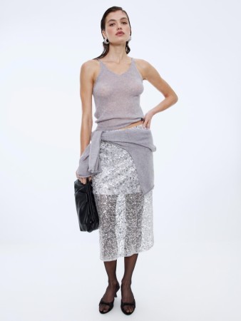 юбка миди с пайетками - женские юбки тонкие 