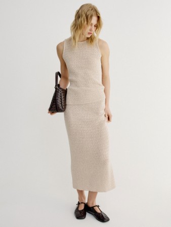 юбка прямая миди фактурной вязки фотография