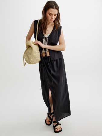 юбка с запахом из смесового льна - женская пляжная одежда