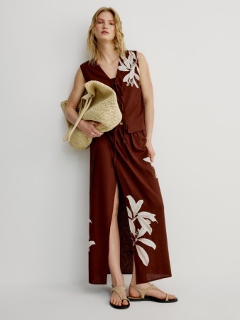 юбка с запахом из смесового льна - женская пляжная одежда