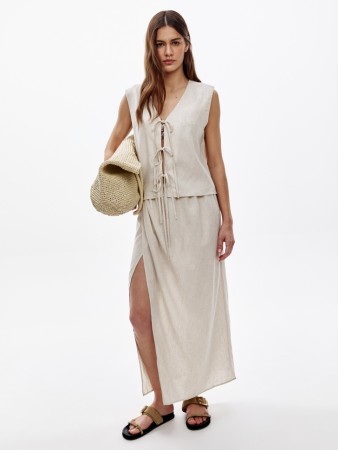 юбка с запахом из смесового льна - женская одежда, обувь и аксессуары с запахом 