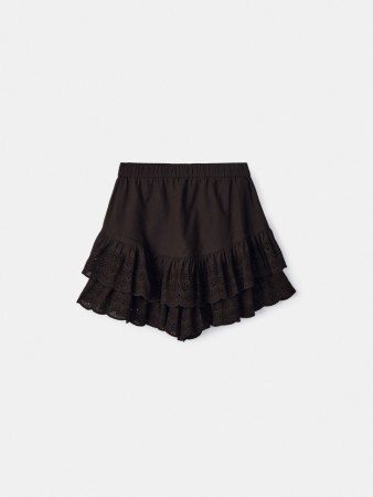 юбка-шорты с вышивкой и оборками из хлопка - женская одежда, обувь и аксессуары эластичная 