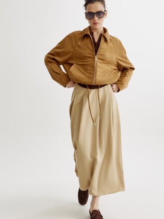 юбка-трапеция миди со складками - женские юбки-миди тонкие 