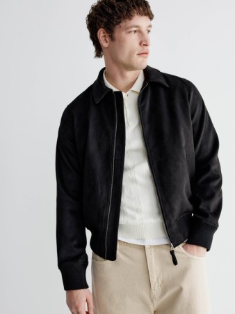 замшевый бомбер с воротником - мужские куртки длинные 